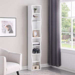 KTMBDW Tall Narrow Bookshelf 8 Tiers, Compact Corner Bookcase with a Wavy Border Design, Easy to Match for Living Room, Office, Study, Bedroom - 1 of 4