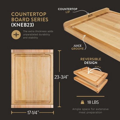 Large Brown Maple Wood Reversible Cutting Board with Juice Groove