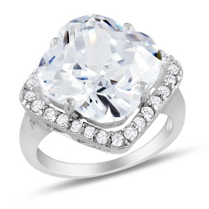 EVERLY JEWELRY | Sterling Silver 13 CT TGW 12mm Fancy Shape & 1.75mm Rd Cubic Zirconia Ring - 1 of 2