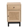 Baxton Studio Cherelle 1 Drawer End Table Light Brown/Black: Mid-Century, Storage Shelves, 25" High - 4 of 4