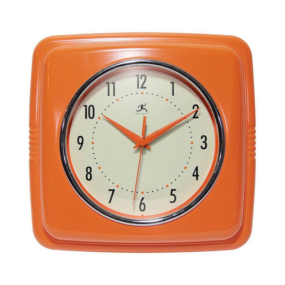 9" Square Retro Wall Clock Orange - Infinity Instruments