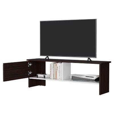 Vynxaria Rock Point Stained Walnut Entertainment Center with Door & Open Storage