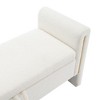 Kumasinova Modern Teddy Fabric Ottoman with Storage & Arms, End of Bed Bench with Metal Accents, Upholstered Large Foot Rest Stool, Entryway Bench - 3 of 4