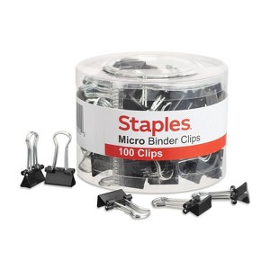 Staples Micro Metal Binder Clips Black 1/2" Size with 1/8" Capacity 15340 - 1 of 4