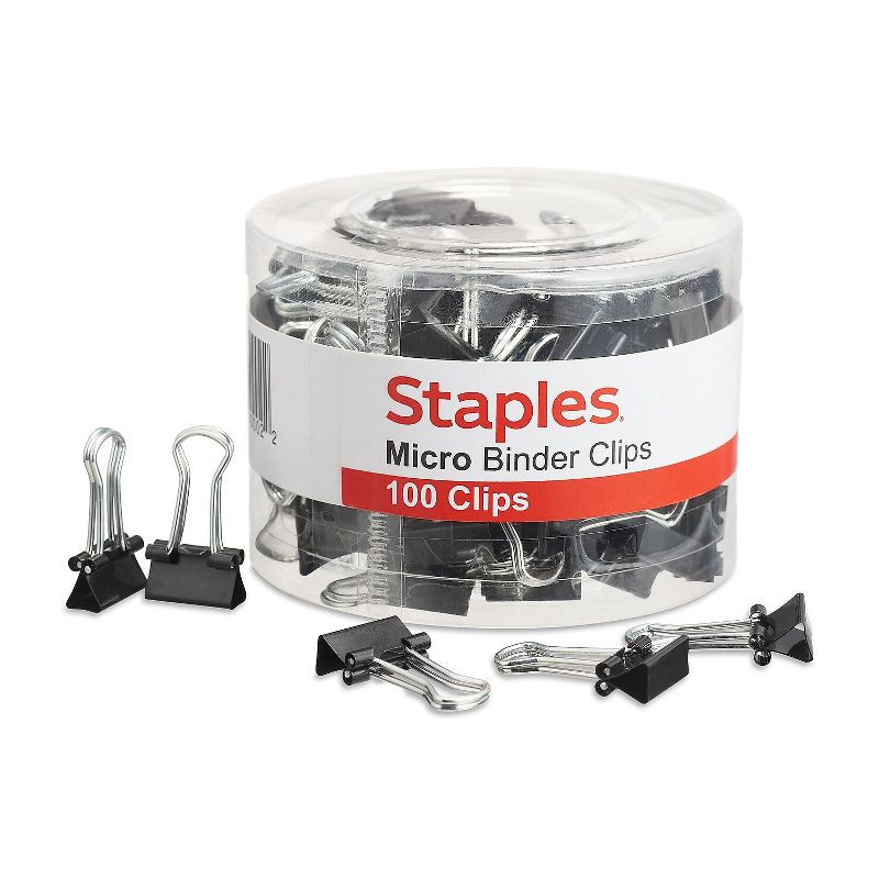 Staples Micro Metal Binder Clips Black 1/2" Size with 1/8" Capacity 15340, 1 of 6