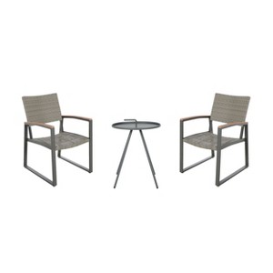 Christopher Knight Home Outdoor Wicker and Aluminum 3 Piece Chat Set - 1 of 4