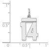 Black Bow Jewelry Sterling Silver, Athletic Collection, Small Polished Number 14 Pendant - 4 of 4