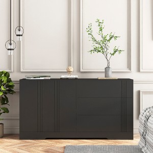 TIRAMISUBEST Sideboard Buffet Cabinet with Storage - Black Mobile File Cabinet - 1 of 4