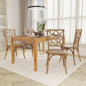 Emma and Oliver Set of 2 Solid Wood Stack Dining Chairs with Decorative Back Design - 1 of 4