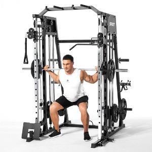 COZONY Smith Machine with 2200 lbs Capacity, Squat Rack, Lat Pulldown, Cable Crossover, Smith Bar & Leg Hold-Down - 1 of 4