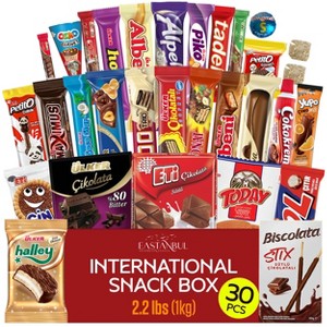 Eastanbul International Snack Box, 30 Chocolate Assortment Bars, Exotic Candy, 2.2lb - 1 of 4