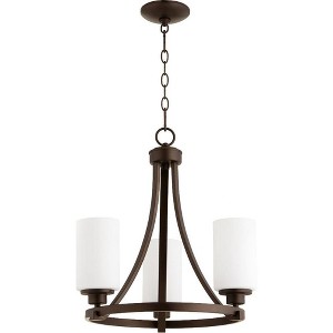 Quorum Lighting LANCASTER 3LT CHAND - Oiled Bronze, 3 Lights, Glass, 18 Width, 19.25 Height - 1 of 1