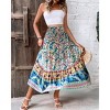 Womens Boho Skirt High Waisted Stretch Waist Off Shoulder Midi Skirt Summer Casual for Vacation or Daily Wear - 4 of 4