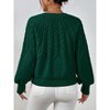Coolmee Women's Sweaters Long Sleeve Chunky Cable Knit Casual Crew Neck Pullover Sweater - 3 of 4