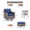 Belord 5 Pieces Outdoor Furniture, High Back Outdoor Wicker Patio Swivel Rocker Chairs Set of 2 with Comfy Cushions Ottomans Small Patio Furniture Set - 4 of 4