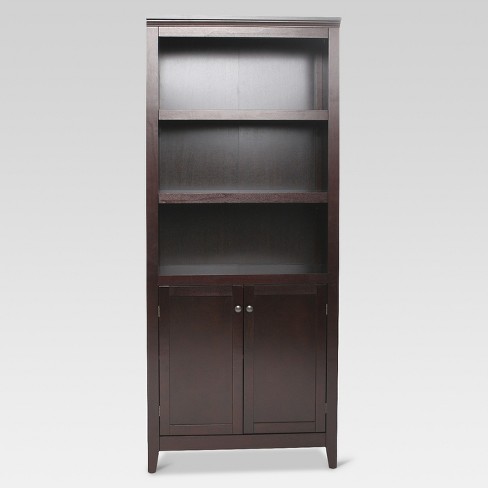 72 Carson 5 Shelf Bookcase With Doors Espresso Brown Threshold
