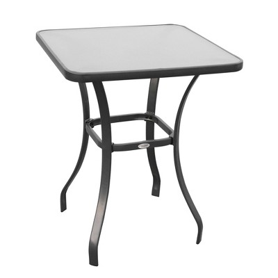 Outsunny 33" Square Bistro Table Garden Dining Table Outdoor Tempered Glass Table