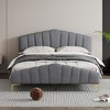 Queen Size Velvet Platform Bed with Stylish Stripe Decorated Bedboard and Elegant Metal Leg - ModernLuxe - 2 of 4