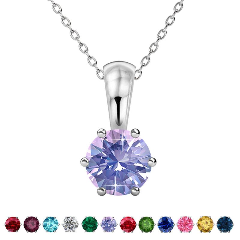 Cate & Chloe June Birthstone 18K White Gold Plated Necklace with 1CT Alexandrite Swarovski Crystal Jewelry Gift for Women