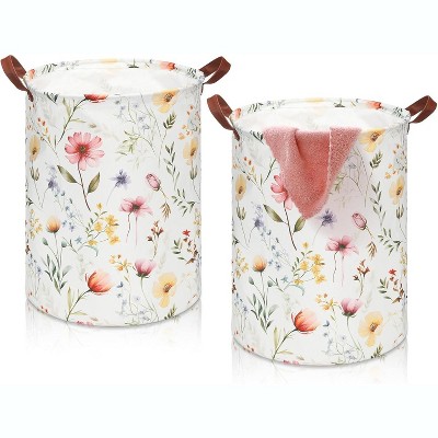 2 Pcs Coquette Bow Laundry Basket Coquette Storage Basket for Girls Nursery Hamper