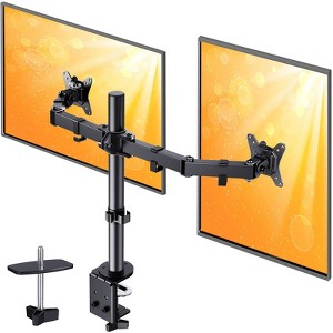 Dual arm monitor stand, can accommodate 2 screens up to 32 In, each monitor arm can support 17.6 LBS, Support height adjustment and rotation - 1 of 4