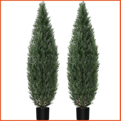 2pcs Artificial Topiary Tree,3ft Artificial Cedar Topiary Trees