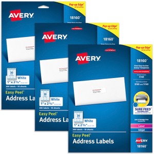 Avery Address Labels for Laser & Inkjet Printers, 300 Labels Per Pack, 3 Packs, 900 Total (18160) - 1 of 4