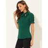 INSPIRE CHIC Women's Bow Tie Neck Solid Color Elastic Cuffs Elegant Office Short Sleeve Blouse - 3 of 4