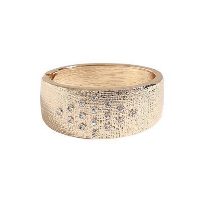 SOHI Women's California Gold Textured Crystal Bracelet