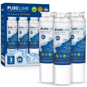 PureLine GE MSWF Refrigerator Water Filter Replacement, Compatible with RWF1500A, 101820A, 101821B Filters (3 Pack) - 1 of 4