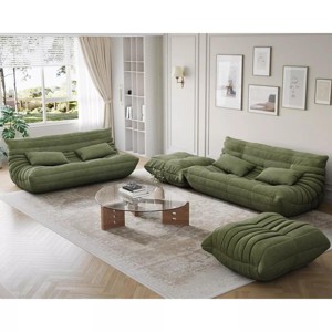 Loveseat Bean Bag Couch with Ottoman, Oversized Fireside Chair Bean Bag Sofa for Adults, Togo Loveseat Sofa with High Density Comfortable Foam - 1 of 4