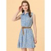 INSPIRE CHIC Women's Floral Sleeveless Half Placket Mini Belted Summer Dress - 3 of 4