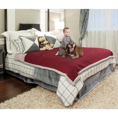 Catalonia Wine Red Reversible Sherpa Fleece Waterproof Throw Blanket, 80" x 90"