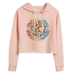 Women's - SpongeBob SquarePants - Peace Love Krabby Patties Cropped Graphic Hoodie - 1 of 4