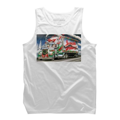 Men's Design By Humans Truck Driver Christmas Shirt Seasons Greetings By Galvanized Tank Top