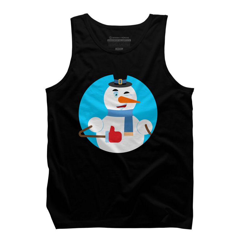 Men's Design By Humans Snowman thumbs up winks emoji. New Year and Christmas By Roplon Tank Top, 1 of 5
