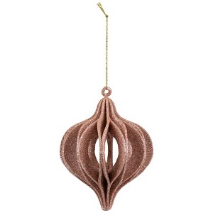 Northlight Champagne Pink Open Cut Glitter Onion Shatterproof Christmas Ornament 5" (127mm) - 1 of 4
