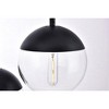 Elegant Lighting Eclipse 3 Lights Black Pendant With Clear Glass - 3 of 4