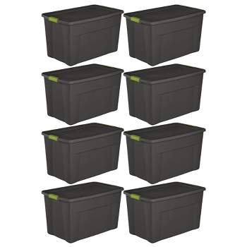 Sterilite Stackable 35 Gallon Storage Tote Box With Latching Container Lid  For Home And Garage Space Saving Organization, Gray (4 Pack) : Target