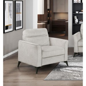 APRILSOUL Modern Living Room Loveseat, Microfiber Upholstery Comfortable Cushion Seat, Black Metal Legs, Contemporary Furniture 1pc - 1 of 4