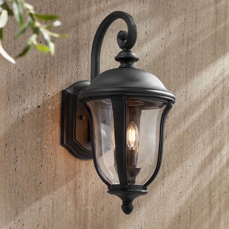 John Timberland Park Sienna Vintage Outdoor Wall Light Fixture Black Downbridge Scroll 22 1/4" Clear Glass for Post Exterior Barn Deck House Porch, 2 of 10