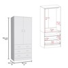 SEVOBAL Armoires with Double Doors 3 Drawers and Hanging Rod for Bedroom and Closet Storage Solutions, White, 31"*19"*70.9" - 4 of 4