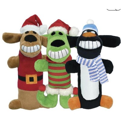 Multipet Santa/Elf/Penguin Loofa Dog Toys - Pack