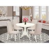 HomeStock 5-Piece Linen White Finish Solid Wood Top Dining Table with 4 Parson Chair - 2 of 4