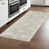 Gray and Ivory Geometric Hand Knotted Worn Faded Area Rug - 2 of 3