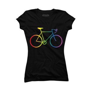 Adult Design By Humans Rainbow Bike Cyclist Pride By Bonganva T-Shirt - 1 of 2