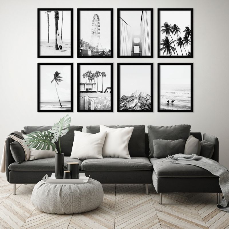 Black and White Cali Coast by Tanya Shumkina - coastal 8 Piece Black Framed Art Set - Americanflat, 3 of 13