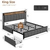 Coolmee Bed Frame with 2 Storage Drawers and Charging Station, Rustic Linen Upholstered Platform Bed with Storage Headboard, Heavy Duty - 2 of 4