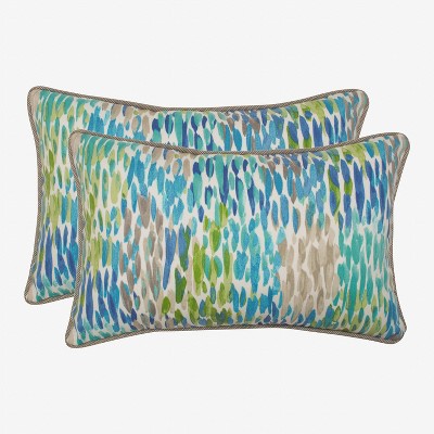 2pk Make it Rain Rectangular Outdoor Throw Pillow Cerulean Blue - Pillow Perfect