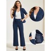 Allegra K Women's 2-Piece Elegant Short Sleeve Blazer and Wide Leg Pants Business Suit Set - 2 of 4